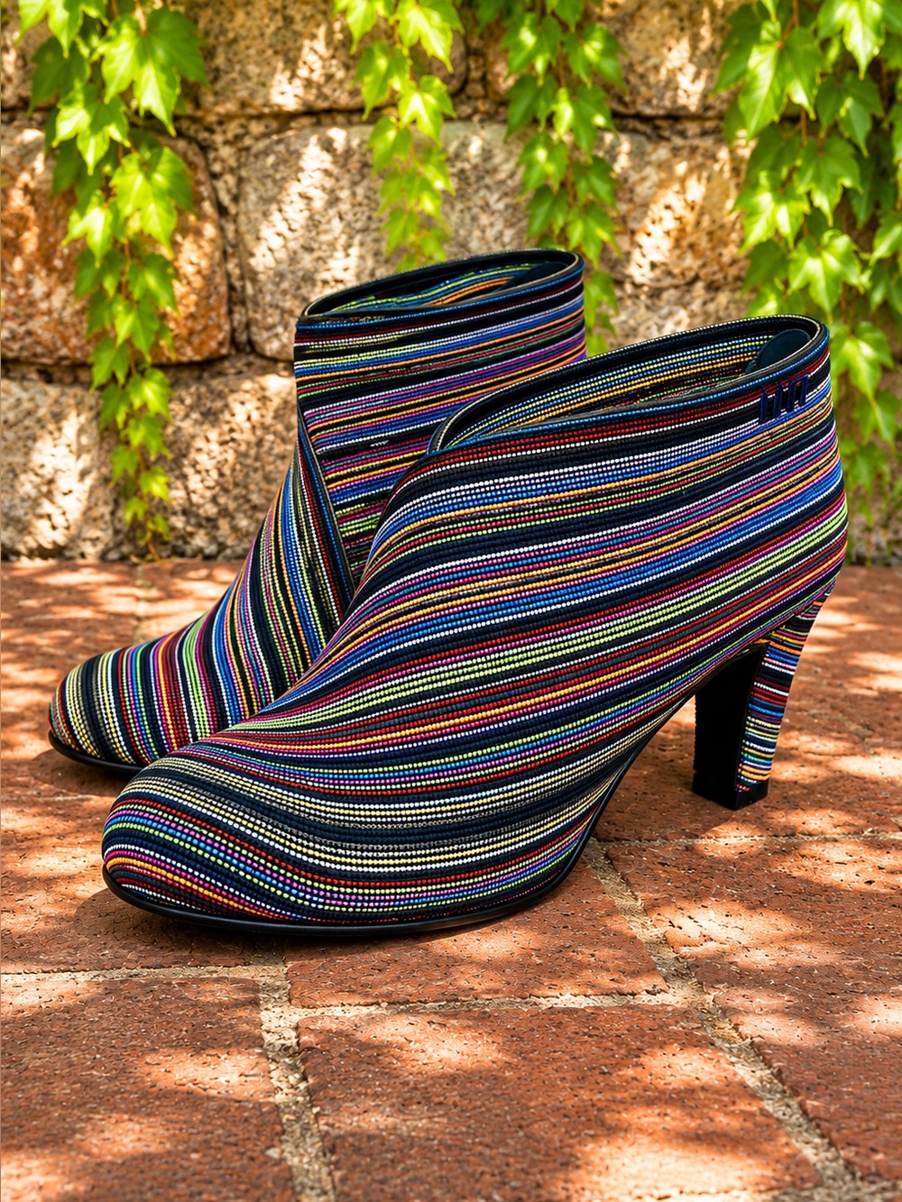 UN UNITED NUDE Rainbow Pride Striped Textile Ankle Boots, 41